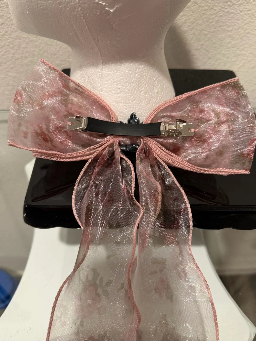 Pink Shimmery “Marie” Bow Hair Clip